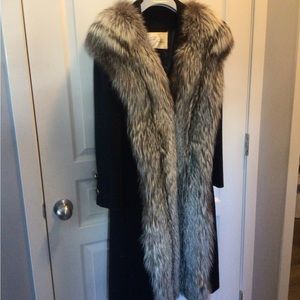 Auckie Sanft fox trim pea coat (RARE FIND)